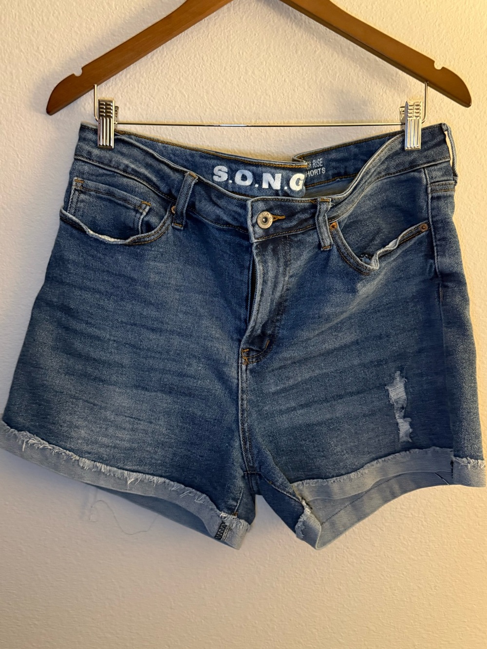 S.O.N.G. Women's Dark Blue Denim Cutoff Shorts
